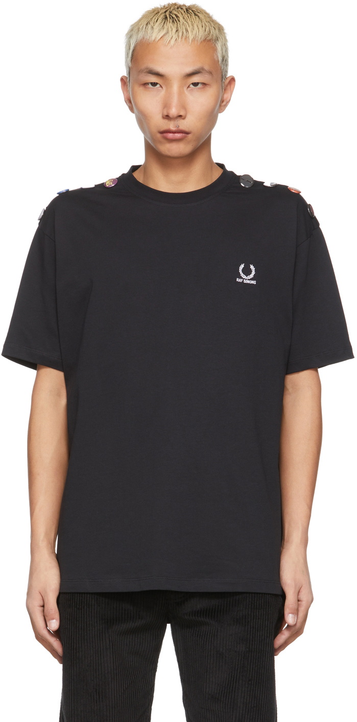 Raf Simons Black Fred Perry Edition Shoulder Detail T-Shirt Raf Simons