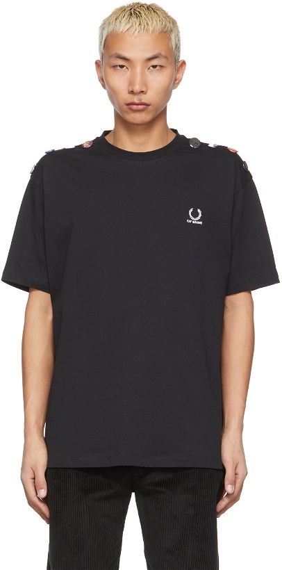 Photo: Raf Simons Black Fred Perry Edition Shoulder Detail T-Shirt