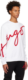 Hugo White Embroidered Sweatshirt
