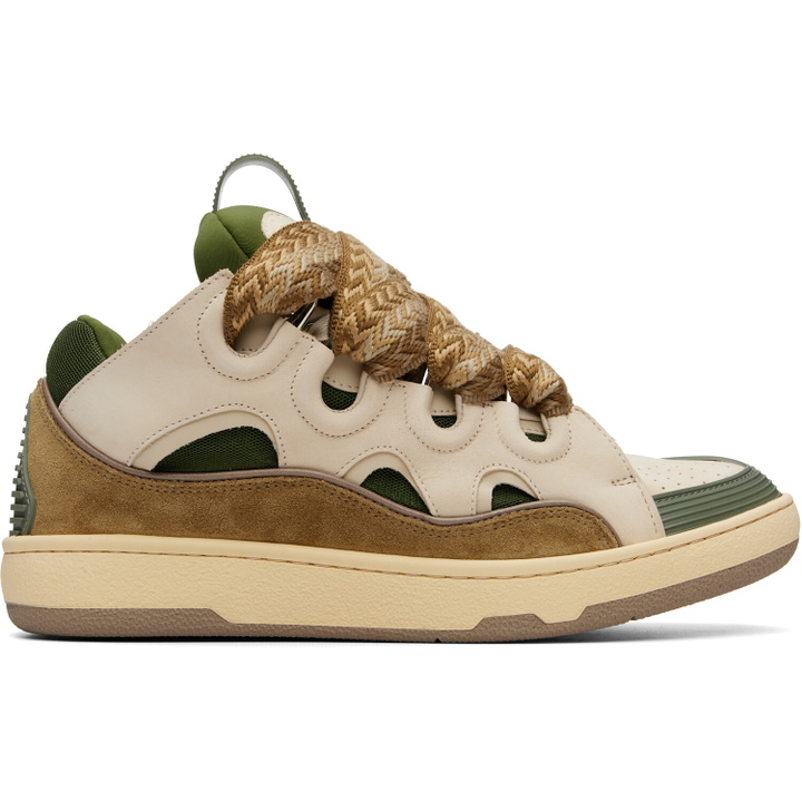 Photo: Lanvin Beige & Khaki Curb Leather Sneakers