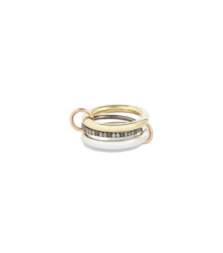 Photo: Spinelli Kilcollin - Libra 18kt gold, sterling silver, and rose gold ring with diamonds