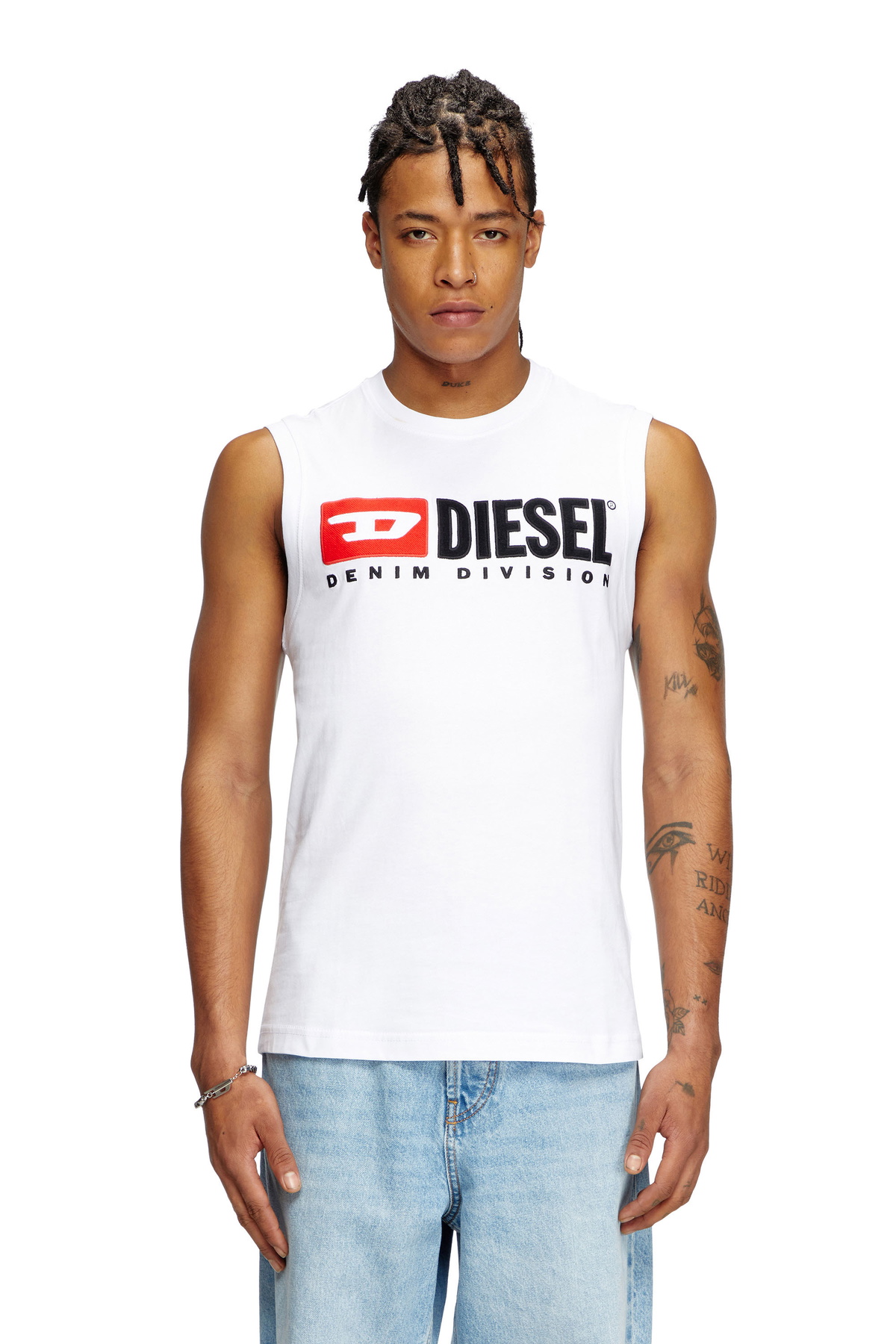 Diesel Tank top with chest logo print - T-Shirts Mens in White Diesel