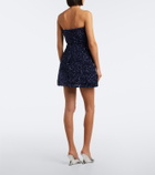 Là Fuori Midnight Rosette sequined silk corset dress