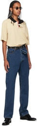 Y/Project Navy Classic Asymmetric Waist Jeans