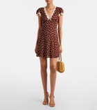 Rixo Cely lace-trimmed polka-dot minidress