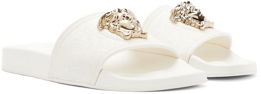 Versace slides white and on sale gold