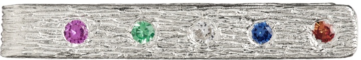 Photo: Bleue Burnham SSENSE Exclusive Silver & Multicolor Gemstone Money Clip Tie Bar