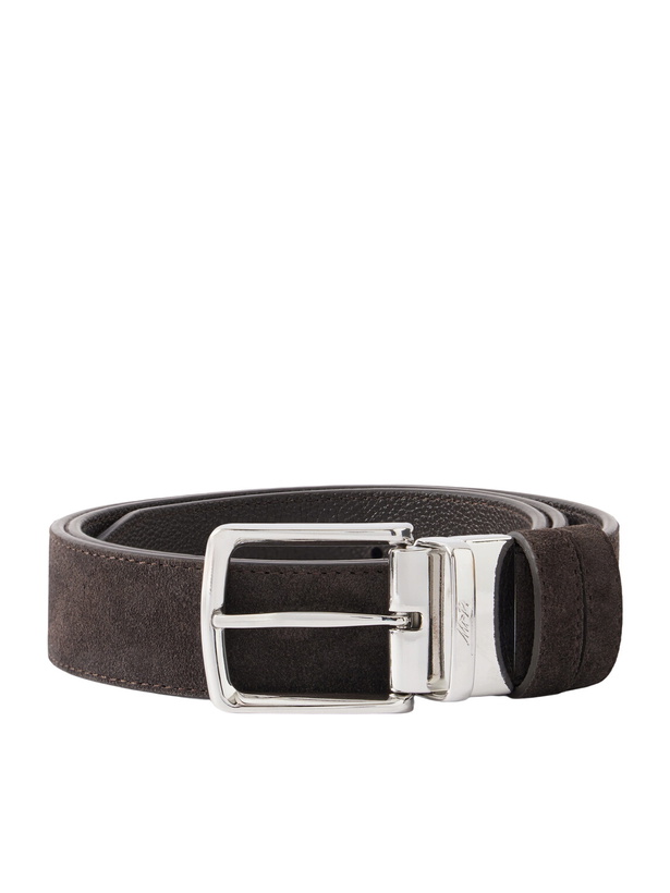 Photo: Mr P. - 3.5cm Reversbile Suede and Full-Grain Leather Belt - Brown