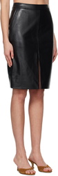 ANINE BING Black Tyra Leather Midi Skirt