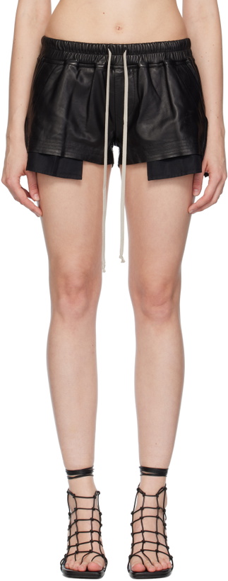 Photo: Rick Owens Black Concordians Fog Boxers Leather Shorts