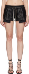 Rick Owens Black Concordians Fog Boxers Leather Shorts