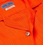 Blue Blue Japan - Camp-Collar Striped Brushed-Twill Shirt - Orange