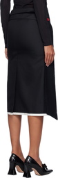 AO Yes Black Low Waist Knot Straight Midi Skirt