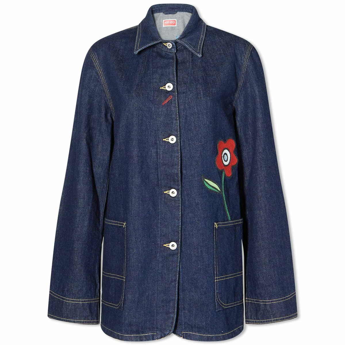 Kenzo Vivienne Denim Workwear Jacket in Rinse Blue Denim Kenzo