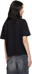 AREA Black Crystal Heart Cutout Relaxed T-shirt