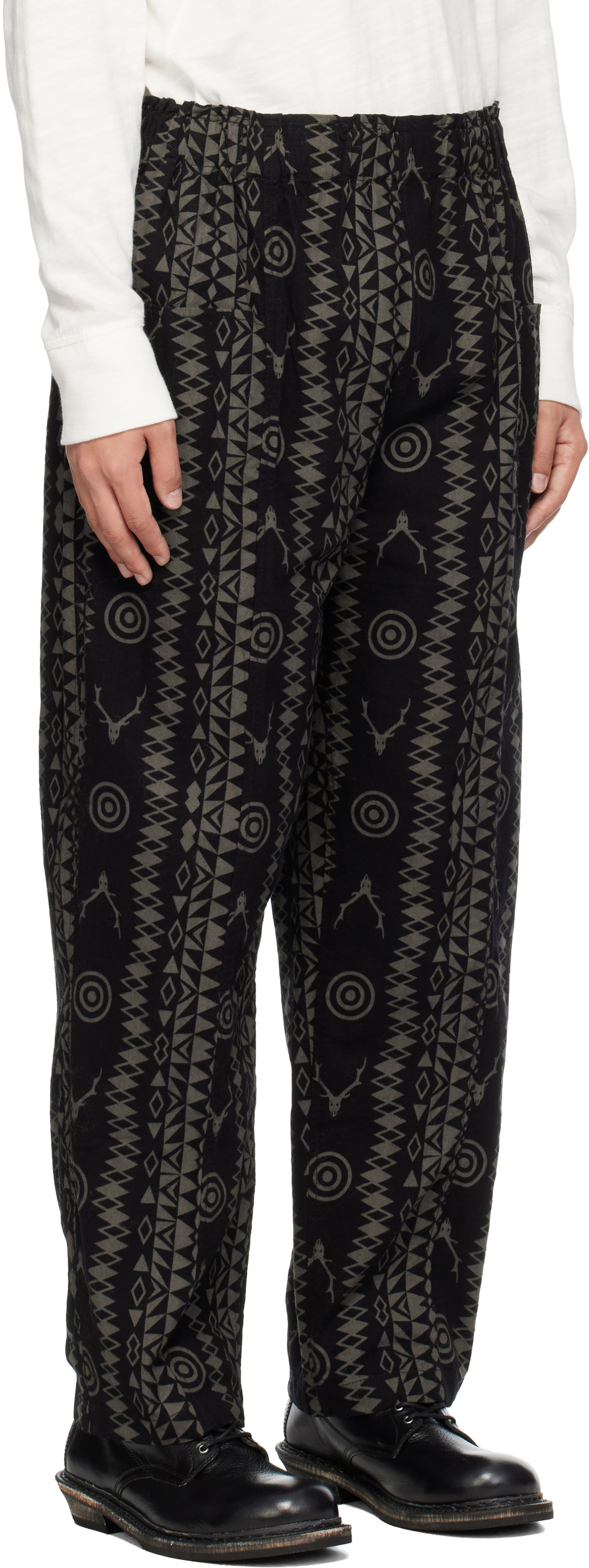 South2 West8 Black Army String Trousers