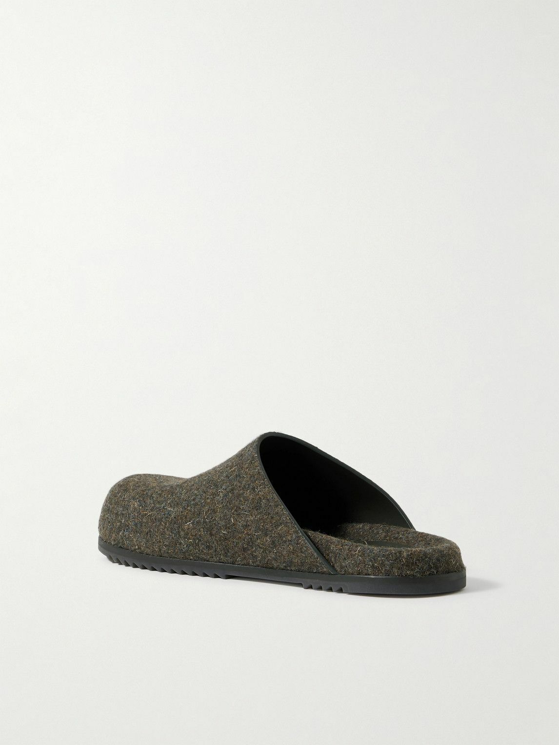 Rick Owens - Granola Melton Wool Mules - Green