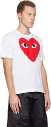 COMME des GARÇONS PLAY White Large Red Heart & Emblem T-shirt