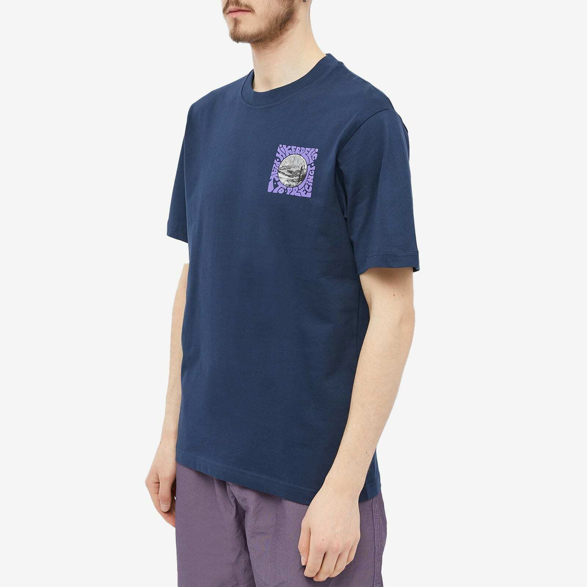 Hikerdelic Men's Peak Meets Precinct T-Shirt in Navy