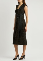 Huishan Zhang Shade Metallic Tweed Midi Dress Black