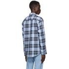 Burberry Navy Check Ombre Embroidered Logo Shirt