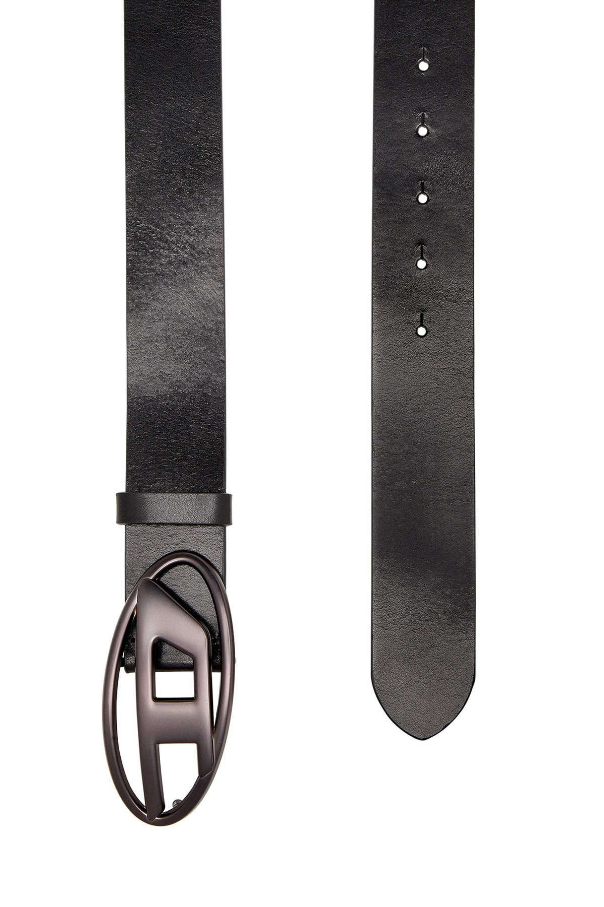 Diesel 3.9cm leather belt with metallic Oval D buckle - Belts - Unisex - Black