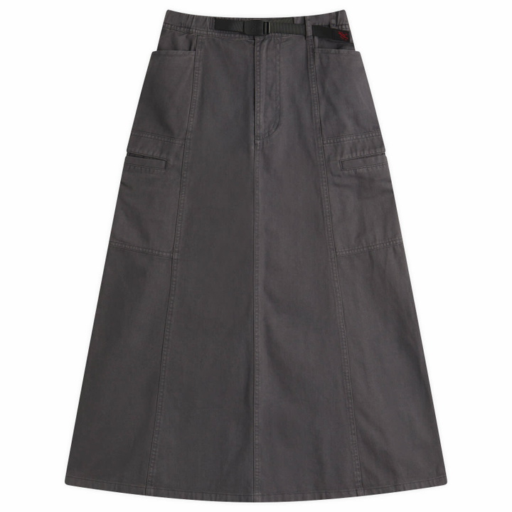 Photo: Gramicci Women's Voyager Midi Skirt in Fossil Grey Pigment