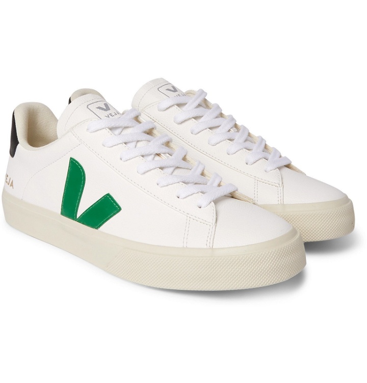 Photo: Veja - Campo Rubber-Trimmed Full-Grain Leather Sneakers - White
