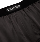 TOM FORD - Velvet-Trimmed Stretch-Silk Satin Boxer Shorts - Brown