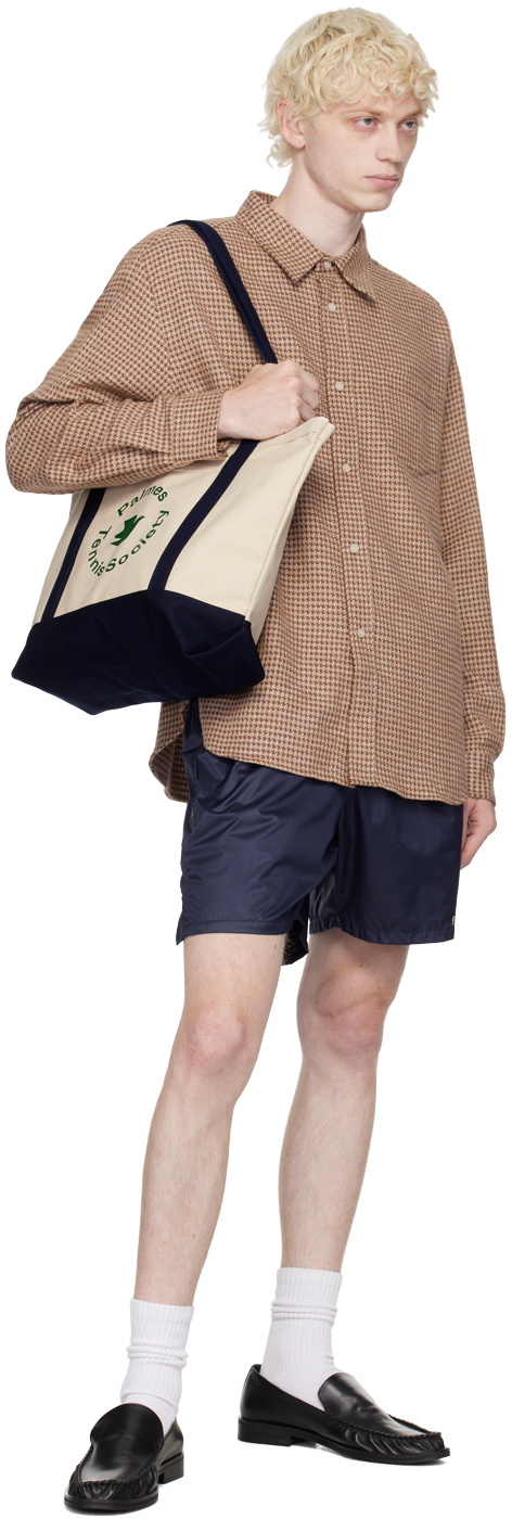 Palmes Beige & Navy Medium 'Society' Tote