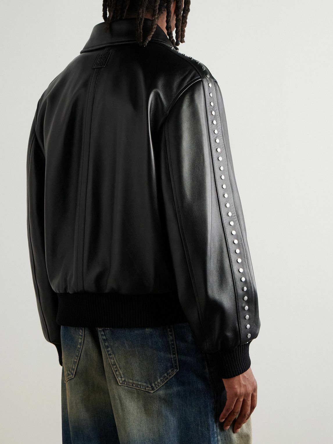 LOEWE - Studded Leather Bomber Jacket - Black