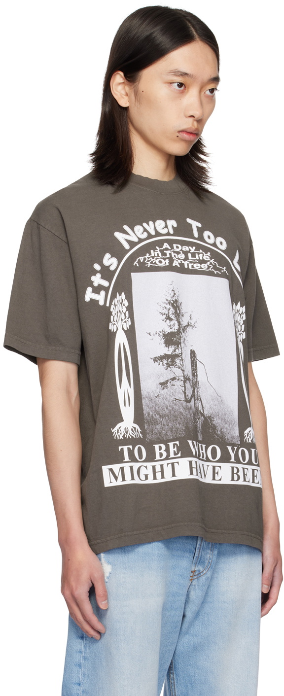 Online Ceramics Brown 'It's Never Too Late' T-Shirt