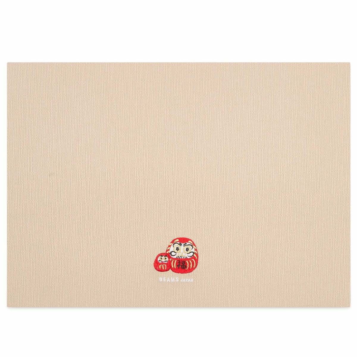 BEAMS JAPAN Embroidery Tea Mat - Daruma in Beige 