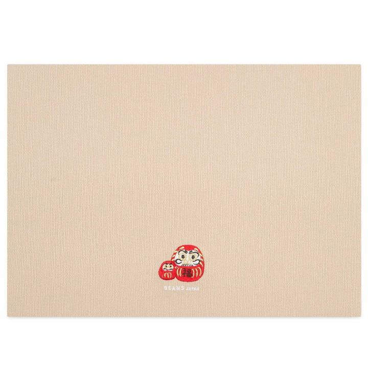 Photo: BEAMS JAPAN Embroidery Tea Mat - Daruma in Beige 