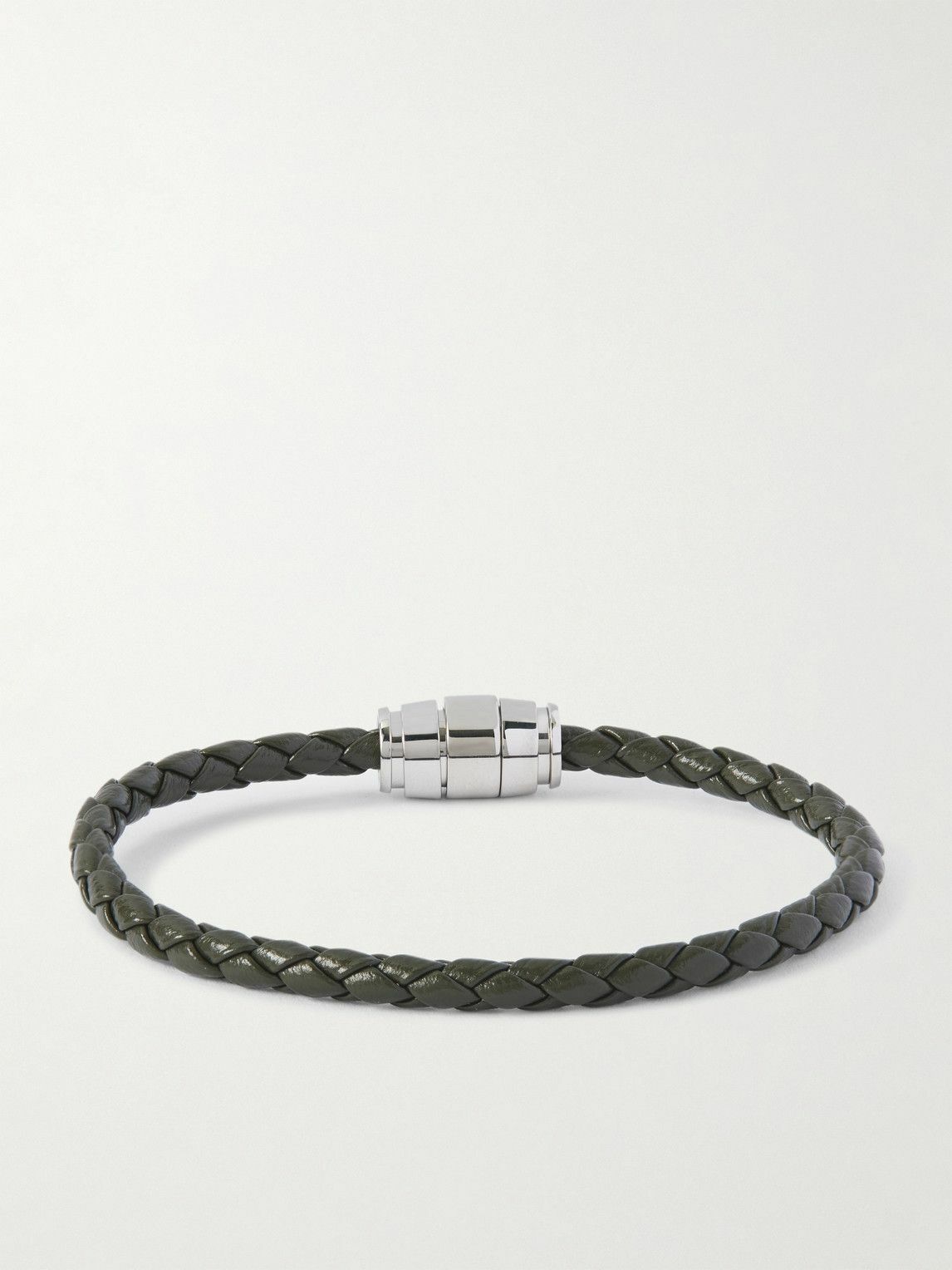 Montblanc - Silver-Tone Woven Leather Bracelet