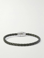 Montblanc - Silver-Tone Woven Leather Bracelet