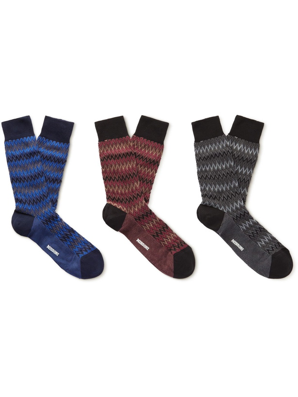 Photo: Missoni - Three-Pack Cotton-Blend Socks - Multi