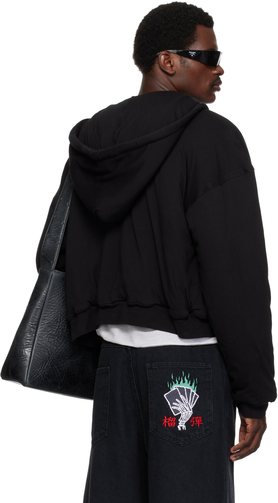 LU'U DAN Black Wadded Hoodie