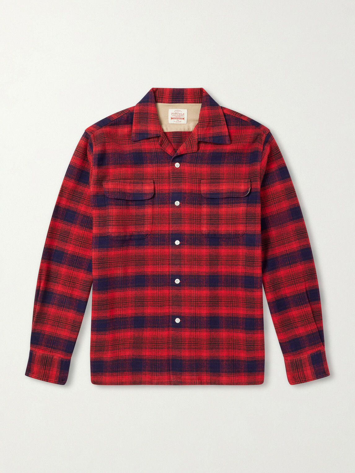 Fortela - Baker Camp-Collar Checked Cotton Shirt - Red