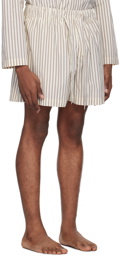 Tekla Brown & Off-White Drawstring Pyjama Shorts