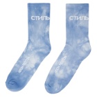 Heron Preston Blue Tie-Dye Style Socks