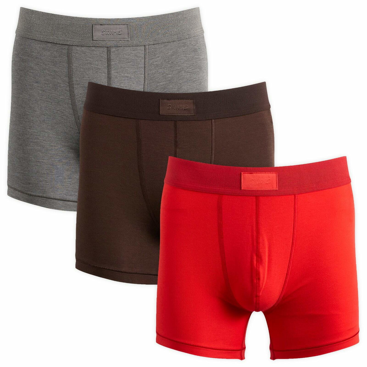 SKIMS Men's Cotton Boxer Brief 3" - 3-Pack in Ruby Espresso Multi