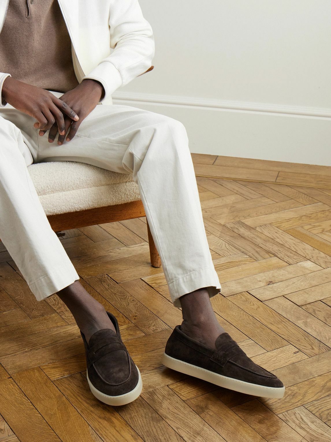 Canali - Suede Penny Loafers - Brown
