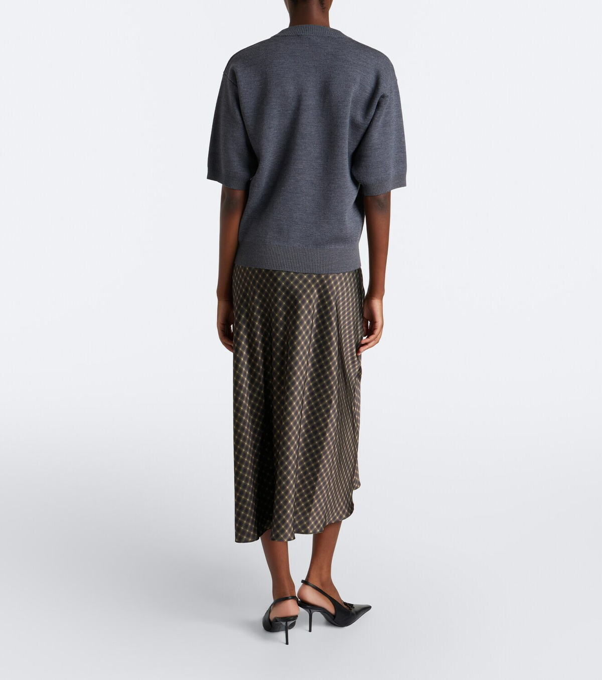 Vince Plaid satin slip skirt