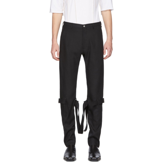 Photo: Sulvam Black Linen Belt Bandage Trousers