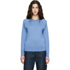 Wales Bonner Blue Viscose SIlk Knit Roots Polo