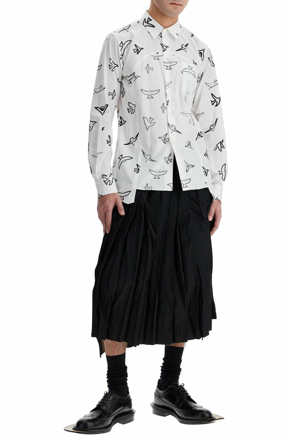 COMME DES GARCONS BLACK shirt with inside-out insert White Comme