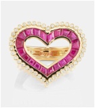 Marie Lichtenberg Love 18kt gold ring with diamonds and rubies