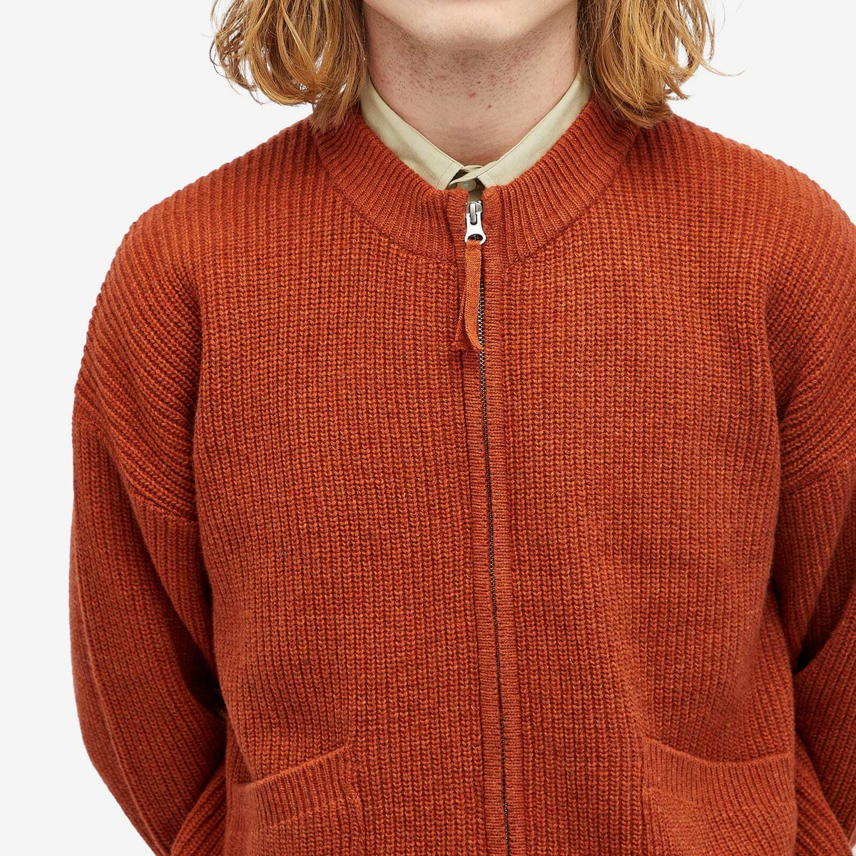 FrizmWORKS Men's Wool Deck Zip Up Cardigan in Brick FrizmWORKS