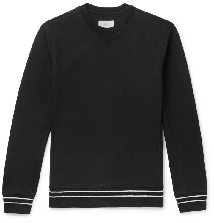 Photo: Mr P. - Striped Loopback Cotton-Jersey Sweatshirt - Black